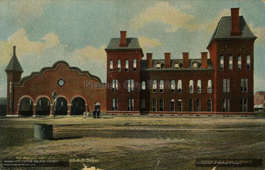 Postcard: St. Albans, Vermont, Central Vermont Railroad Station